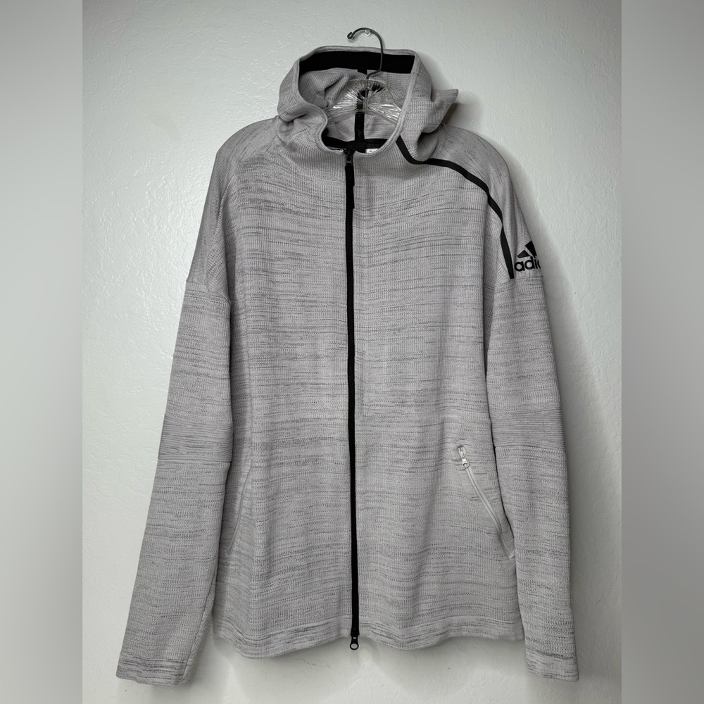 Adidas Sweatshirt‎ Mens XL Z.N.E. Primeknit Full Zip Hoodie Track Jacket Gray